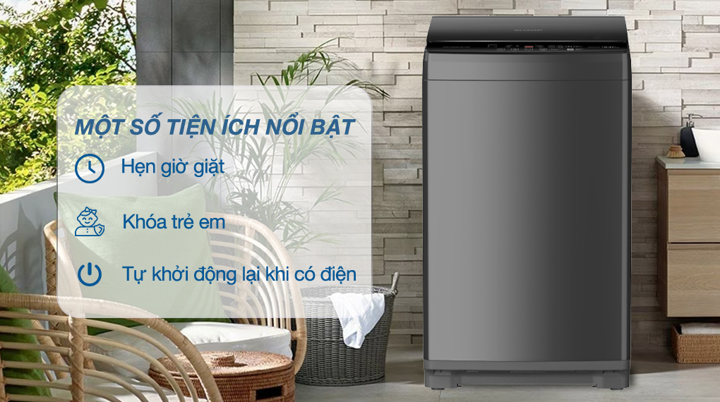 Máy giặt Sharp 12 kg ES-W12NV-GY