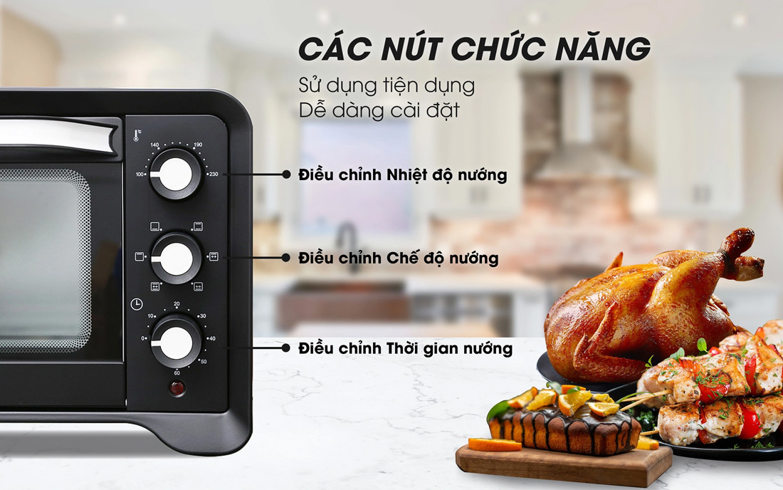 Lò nướng Sanaky VH-509S2D điều khiển núm xoay