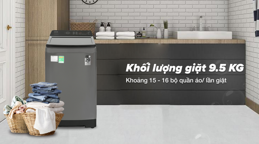 Máy giặt Samsung Inverter 9.5 kg WA95CG4545BDSV - Khối lượng giặt