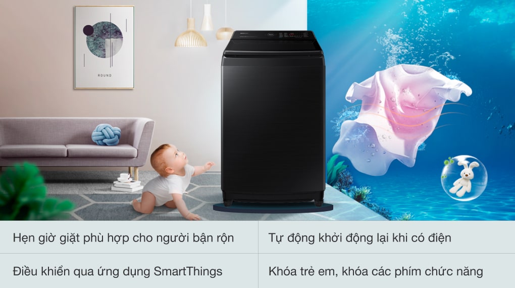 Máy giặt Samsung 17 kg WA17CG6886BVSV - Tiện ích