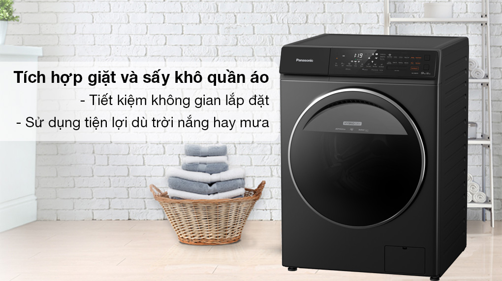 Máy giặt sấy Panasonic Inverter 9.5 kg NA-S956FR1BV - Tích hợp chức năng giặt và sấy, tiết kiệm không gian lắp đặt và chi phí cho người dùng