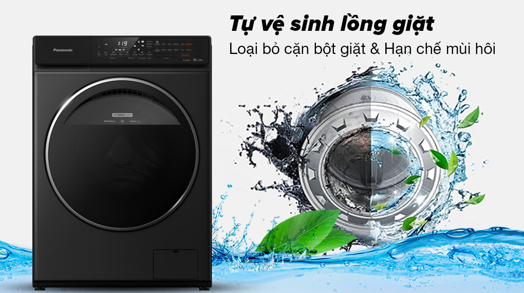 Máy giặt sấy Panasonic Inverter 9.5 kg NA-S956FR1BV - Tự vệ sinh lồng giặt loại bỏ cặn bột giặt, hạn chế mùi hôi xuất hiện