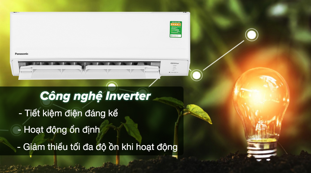 Máy lạnh Panasonic Inverter 1 HP CU/CS-PU9ZKH-8M - Trang bị công nghệ Inverter tiết kiệm điện năng đáng kể, vận hành êm ái