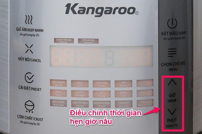 Chức năng hẹn giờ nấu tiện dụng - Nồi cơm điện tử Kangaroo 1.5 lít KG598