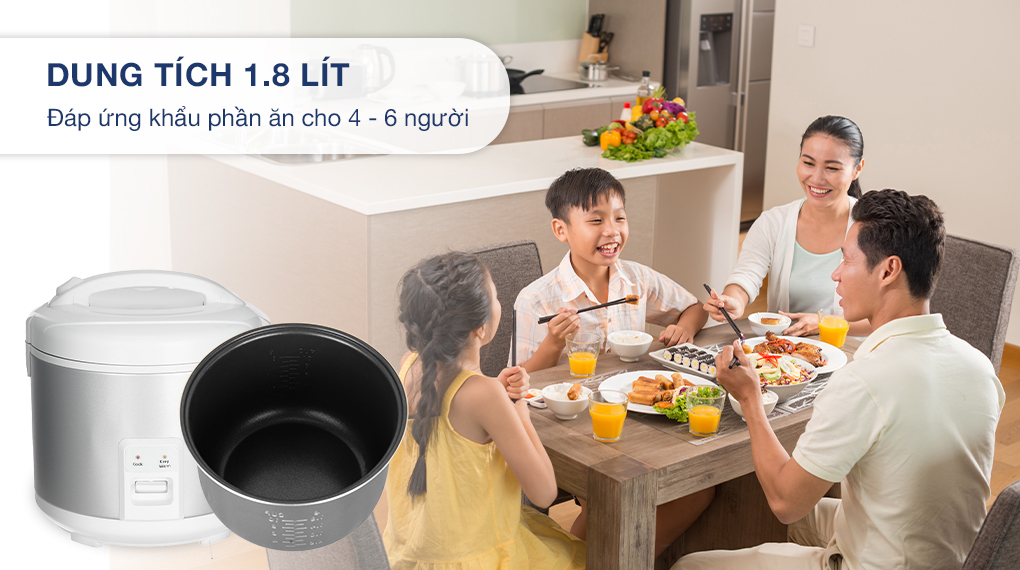 Nồi cơm nắp gài 1.8 lít Panasonic SR-MVN18LRAX - Dung tích