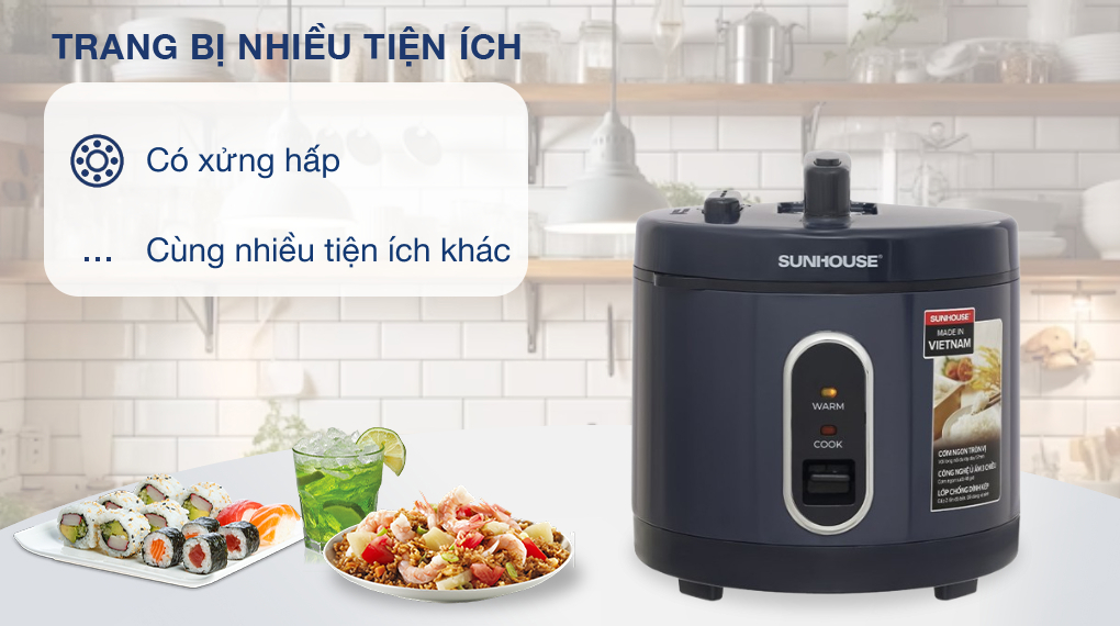 Nồi cơm nắp gài Sunhouse 3 lít SHD8309 - Tiện ích