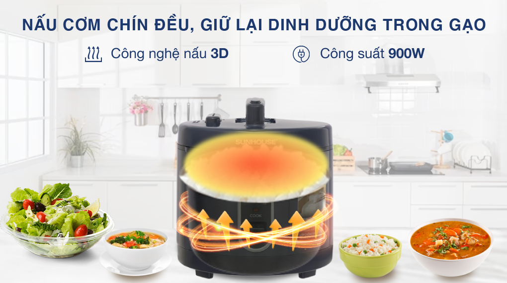 Nồi cơm nắp gài Sunhouse 3 lít SHD8309 - Công nghệ 