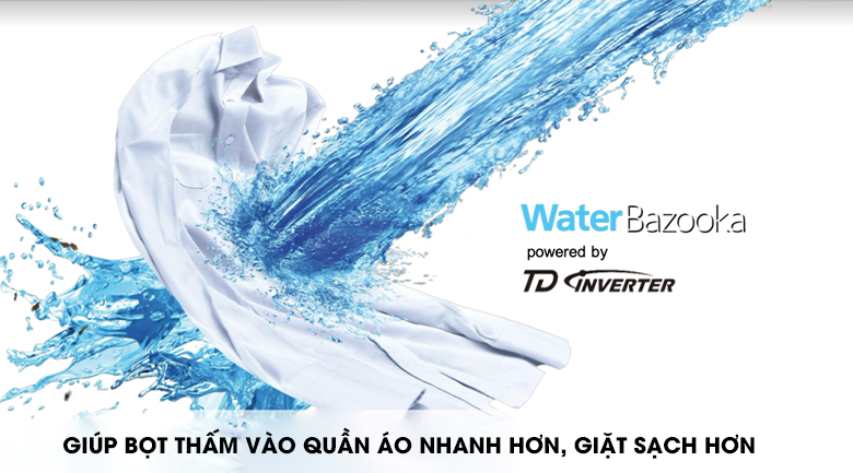 Giặt mạnh mẽ với luồng nước Water Bazooka - Máy giặt Panasonic Inverter 10.5 Kg NA-FD10VR1BV