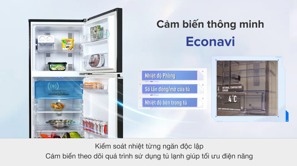 Tủ lạnh Panasonic Inverter 234 lít NR-TV261BPKV với cảm biến thông minh Econavi