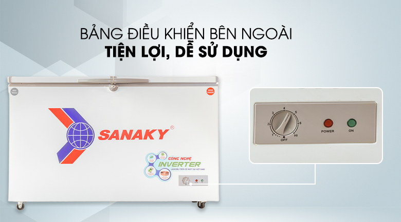 Nút điều khiển nằm ngoài tiện lợi - Tủ đông Sanaky Inverter 280 lít VH-4099W3