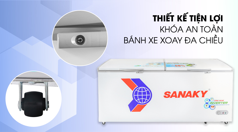 Tích hợp tiện ích khóa cửa để người dùng khóa mở tủ dễ dàng - Tủ đông Sanaky VH-8699HY3