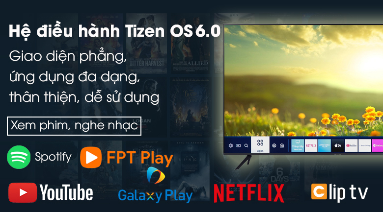 TizenOS 6.0 - Smart Tivi Samsung 4K 50 inch UA50AU7700