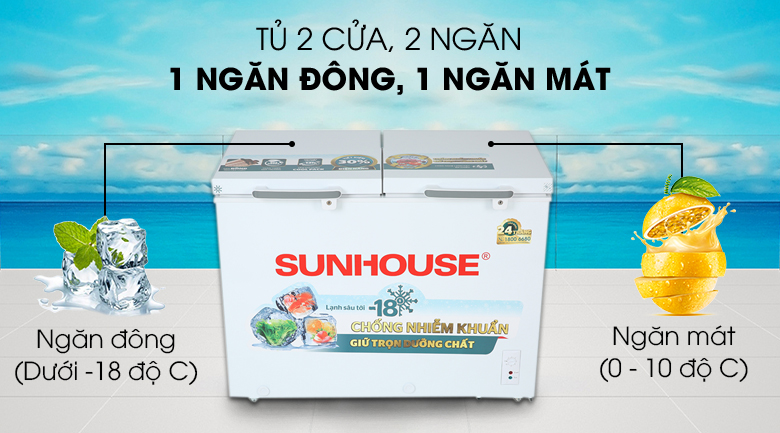 Tủ đông Sunhouse 225 lít SHR-F2272W2 - Số ngăn