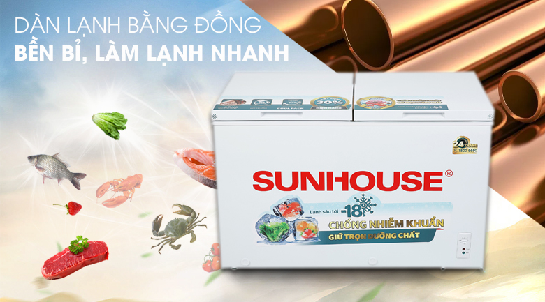 TỦ ĐÔNG SUNHOUSE 300 LÍT SHR-F2412W2 - Dàn lạnh bằng đồng