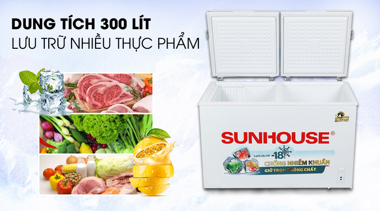 TỦ ĐÔNG SUNHOUSE 300 LÍT SHR-F2412W2 - Dung tích