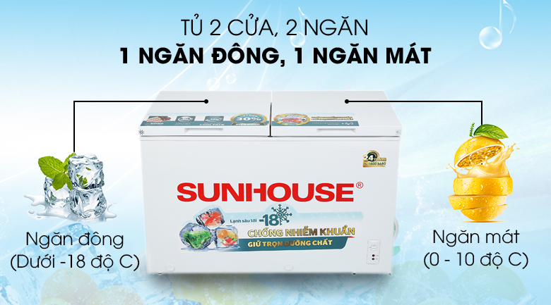 TỦ ĐÔNG SUNHOUSE 300 LÍT SHR-F2412W2 - Số ngăn