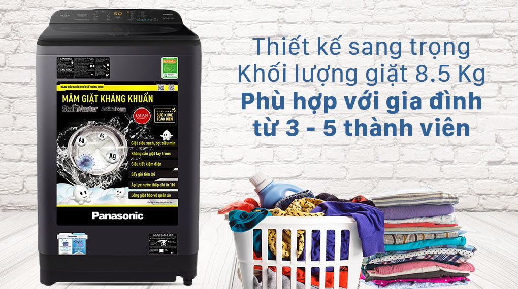 Máy giặt Panasonic 8.5 Kg NA-F85A9BRV -thiết kế sang trọng, khối lượng giặt 8.5 kg