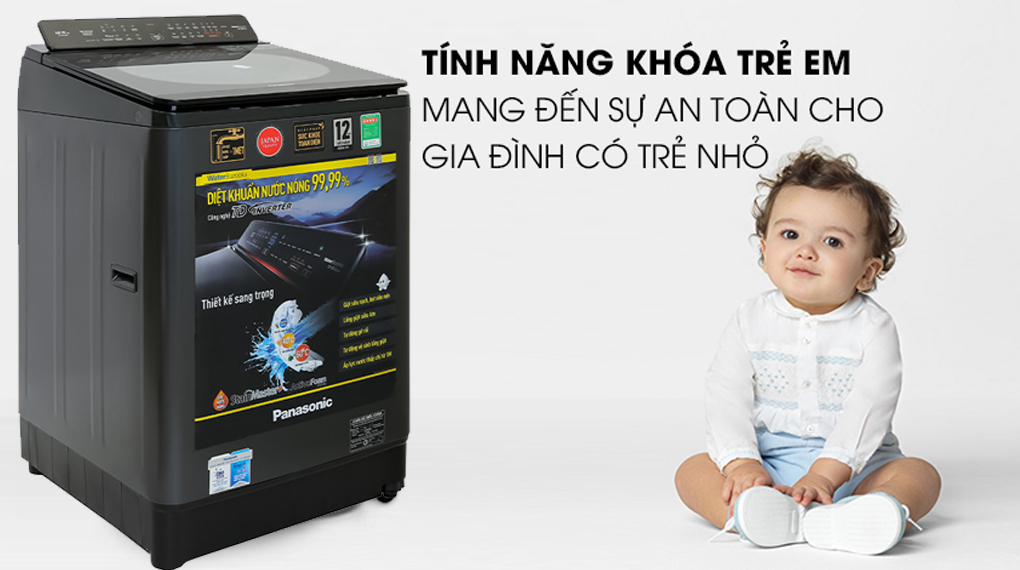 Máy giặt Panasonic Inverter 12.5 Kg NA-FD125V1BV - Khóa trẻ em