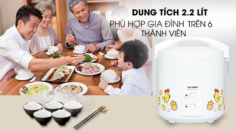 Nồi cơm nắp gài Sharp KS-223TJV-CH 2.2 lít - Dung tích